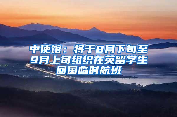 中使馆：将于8月下旬至9月上旬组织在英留学生回国临时航班