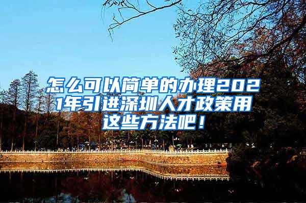 怎么可以简单的办理2021年引进深圳人才政策用这些方法吧！
