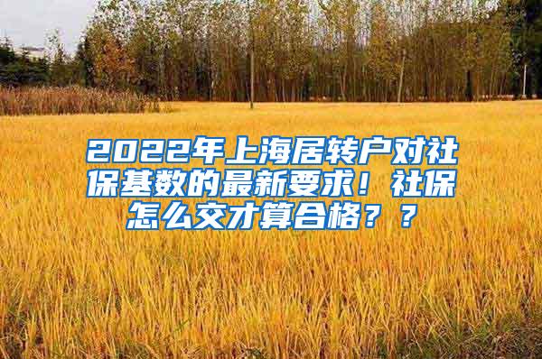 2022年上海居转户对社保基数的最新要求！社保怎么交才算合格？？
