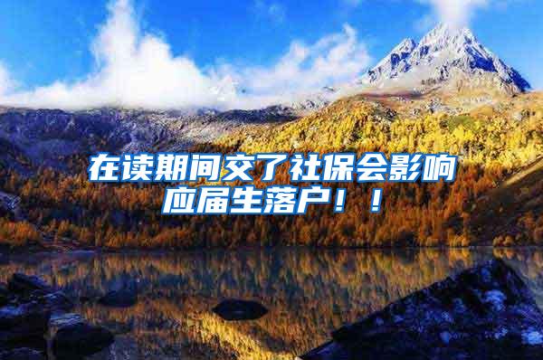 在读期间交了社保会影响应届生落户！！