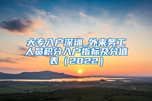 大专入户深圳_外来务工人员积分入户指标及分值表（2022）
