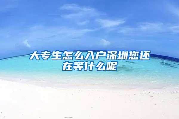 大专生怎么入户深圳您还在等什么呢