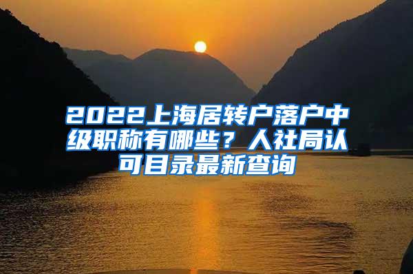 2022上海居转户落户中级职称有哪些？人社局认可目录最新查询