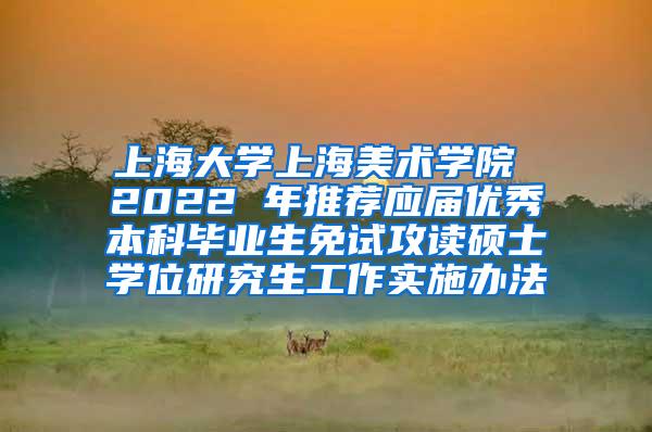上海大学上海美术学院 2022 年推荐应届优秀本科毕业生免试攻读硕士学位研究生工作实施办法