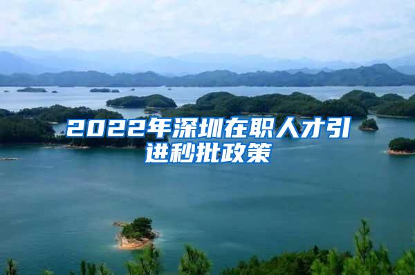 2022年深圳在职人才引进秒批政策