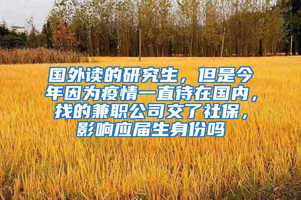 国外读的研究生，但是今年因为疫情一直待在国内，找的兼职公司交了社保，影响应届生身份吗