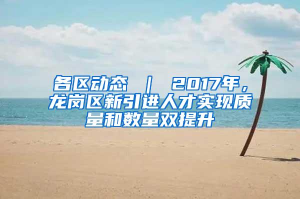 各区动态 ｜ 2017年，龙岗区新引进人才实现质量和数量双提升