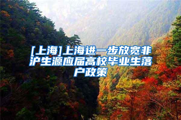 [上海]上海进一步放宽非沪生源应届高校毕业生落户政策