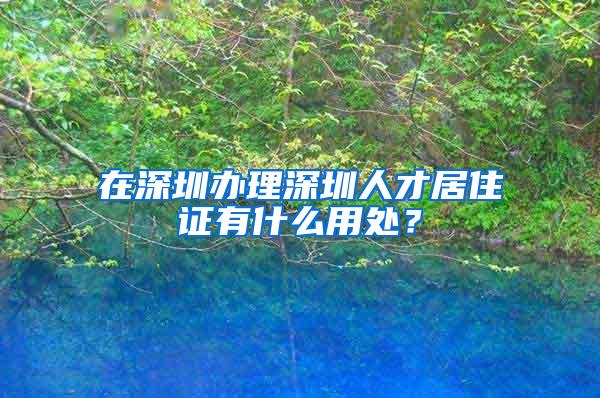 在深圳办理深圳人才居住证有什么用处？