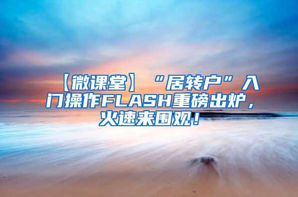 【微课堂】“居转户”入门操作FLASH重磅出炉，火速来围观！