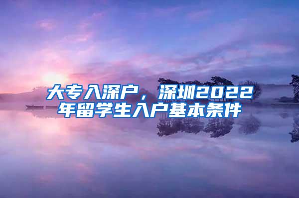 大专入深户，深圳2022年留学生入户基本条件