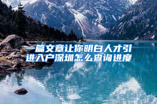 一篇文章让你明白人才引进入户深圳怎么查询进度