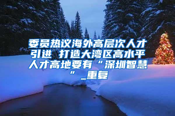 委员热议海外高层次人才引进 打造大湾区高水平人才高地要有“深圳智慧”_重复