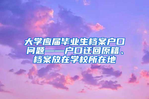 大学应届毕业生档案户口问题——户口迁回原籍、档案放在学校所在地
