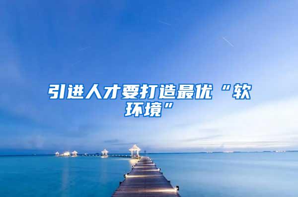 引进人才要打造最优“软环境”