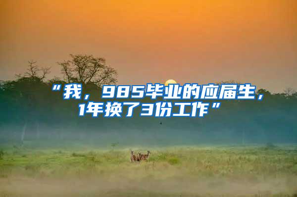 “我，985毕业的应届生，1年换了3份工作”