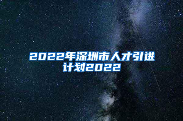 2022年深圳市人才引进计划2022