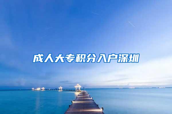 成人大专积分入户深圳