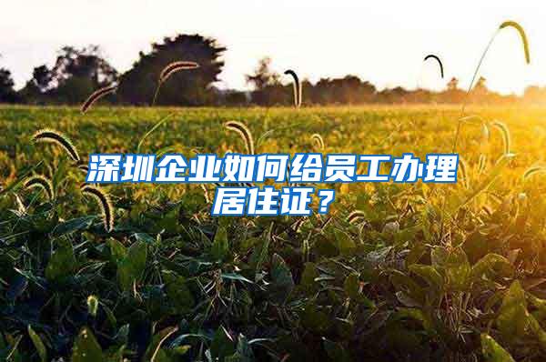 深圳企业如何给员工办理居住证？