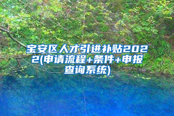 宝安区人才引进补贴2022(申请流程+条件+申报查询系统)