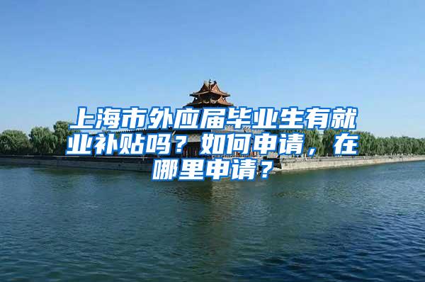 上海市外应届毕业生有就业补贴吗？如何申请，在哪里申请？