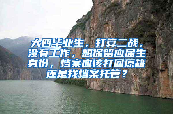 大四毕业生，打算二战，没有工作，想保留应届生身份，档案应该打回原籍还是找档案托管？