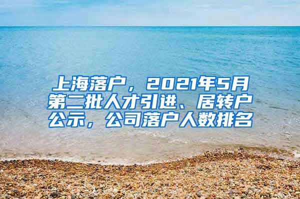 上海落户，2021年5月第二批人才引进、居转户公示，公司落户人数排名