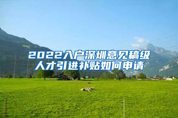 2022入户深圳意见稿级人才引进补贴如何申请