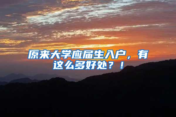 原来大学应届生入户，有这么多好处？！