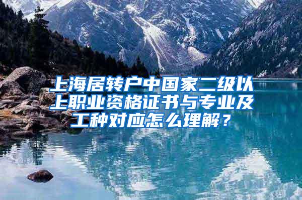 上海居转户中国家二级以上职业资格证书与专业及工种对应怎么理解？