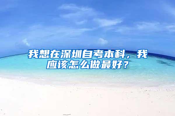 我想在深圳自考本科，我应该怎么做最好？