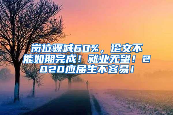 岗位骤减60%，论文不能如期完成！就业无望！2020应届生不容易！