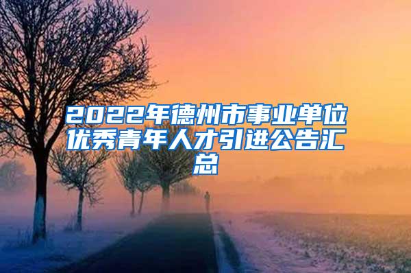 2022年德州市事业单位优秀青年人才引进公告汇总