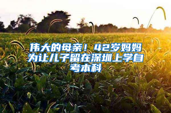 伟大的母亲！42岁妈妈为让儿子留在深圳上学自考本科
