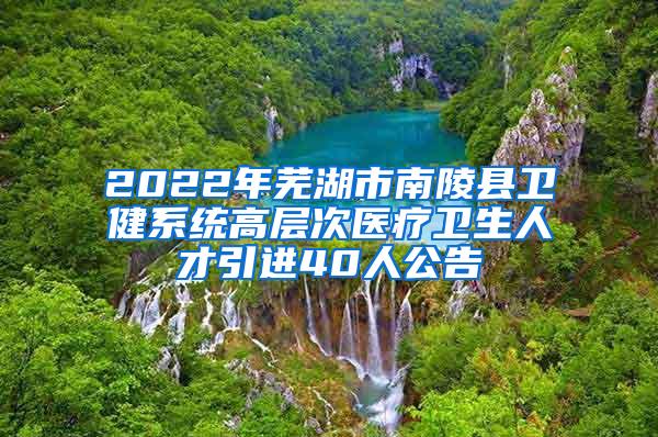 2022年芜湖市南陵县卫健系统高层次医疗卫生人才引进40人公告