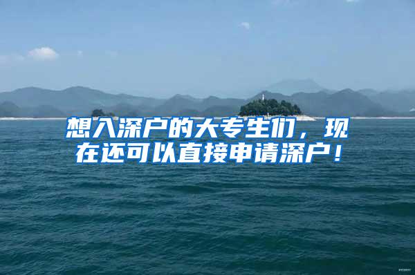 想入深户的大专生们，现在还可以直接申请深户！