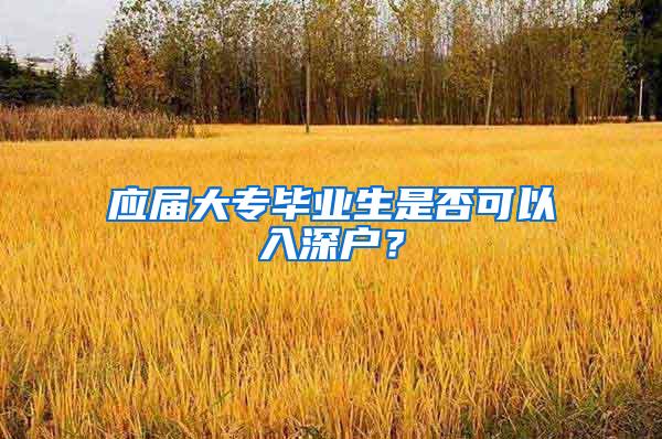 应届大专毕业生是否可以入深户？