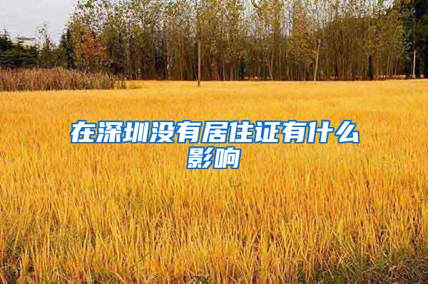 在深圳没有居住证有什么影响