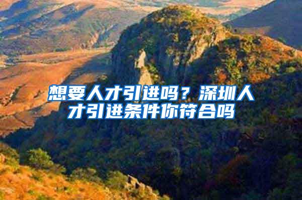 想要人才引进吗？深圳人才引进条件你符合吗