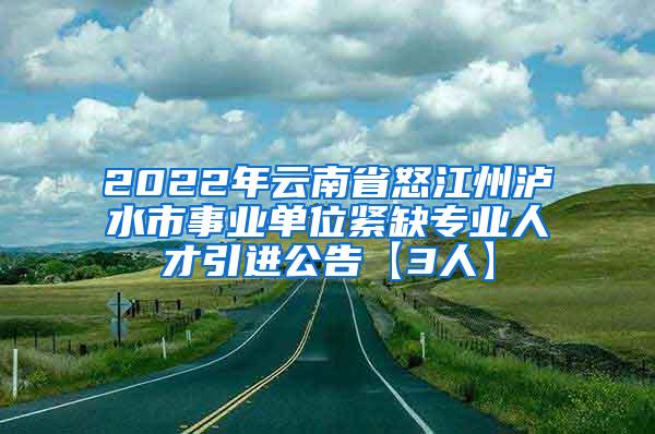2022年云南省怒江州泸水市事业单位紧缺专业人才引进公告【3人】