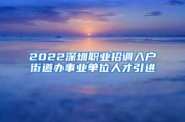 2022深圳职业招调入户街道办事业单位人才引进