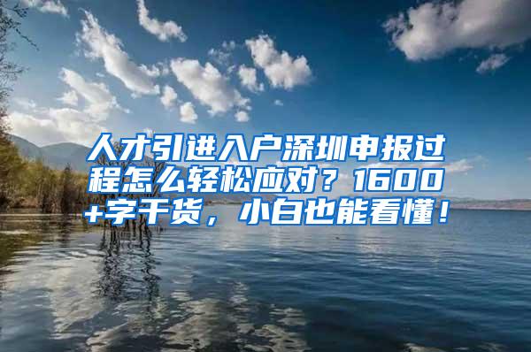 人才引进入户深圳申报过程怎么轻松应对？1600+字干货，小白也能看懂！