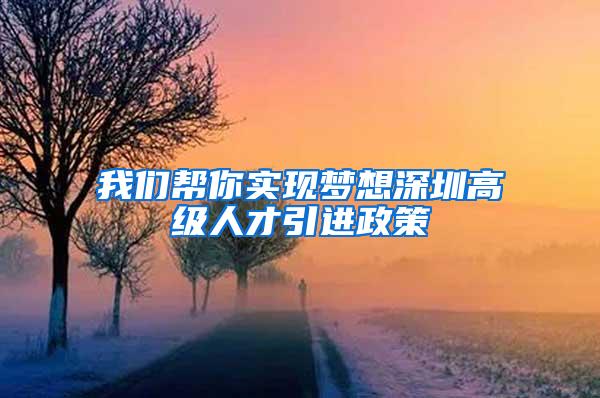 我们帮你实现梦想深圳高级人才引进政策