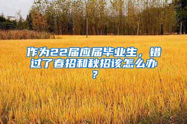 作为22届应届毕业生，错过了春招和秋招该怎么办？