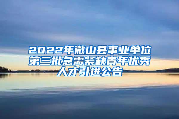 2022年微山县事业单位第三批急需紧缺青年优秀人才引进公告