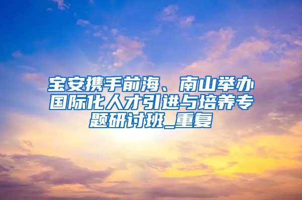 宝安携手前海、南山举办国际化人才引进与培养专题研讨班_重复