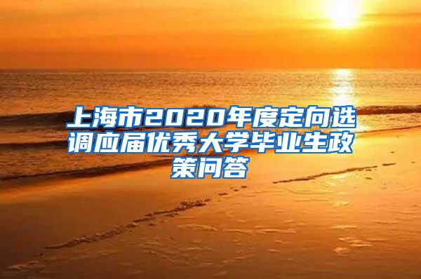 上海市2020年度定向选调应届优秀大学毕业生政策问答