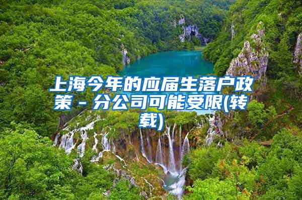 上海今年的应届生落户政策－分公司可能受限(转载)