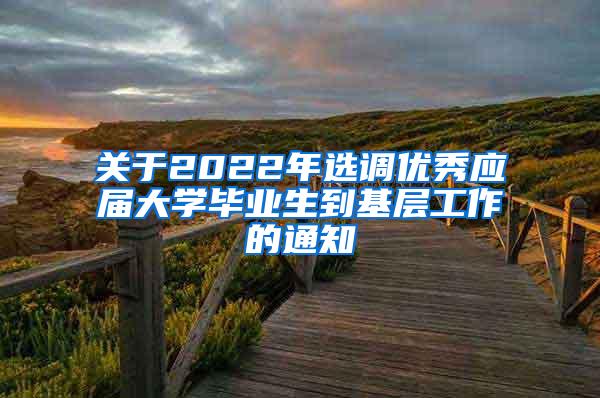 关于2022年选调优秀应届大学毕业生到基层工作的通知