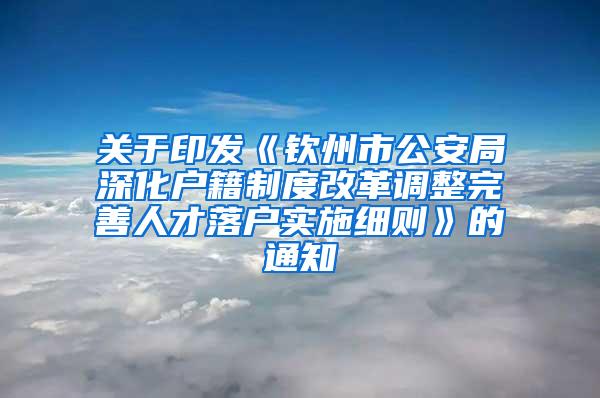 关于印发《钦州市公安局深化户籍制度改革调整完善人才落户实施细则》的通知